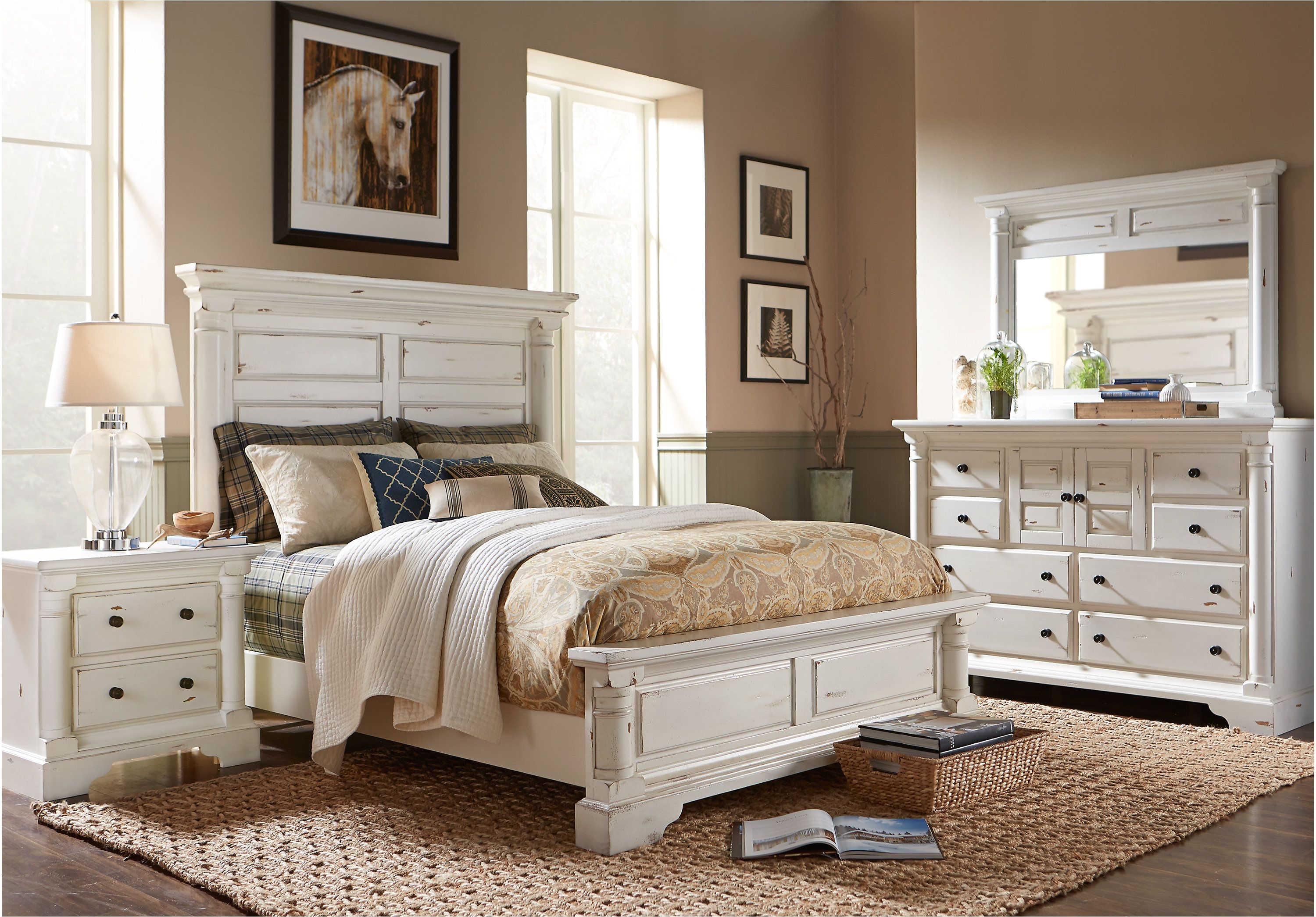 2300 claymore park off white 8 pc king panel bedroom from king bedroom sets furniture