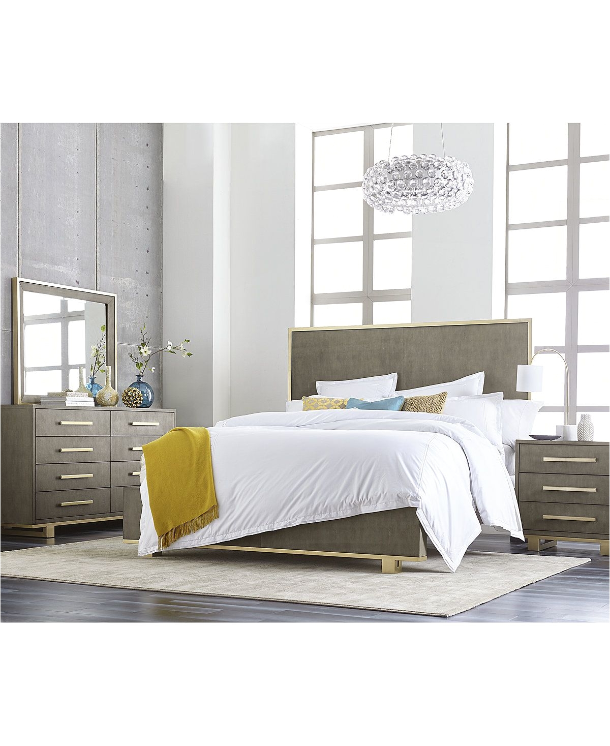 petra shagreen bedroom furniture 3 pc set queen bed dresser
