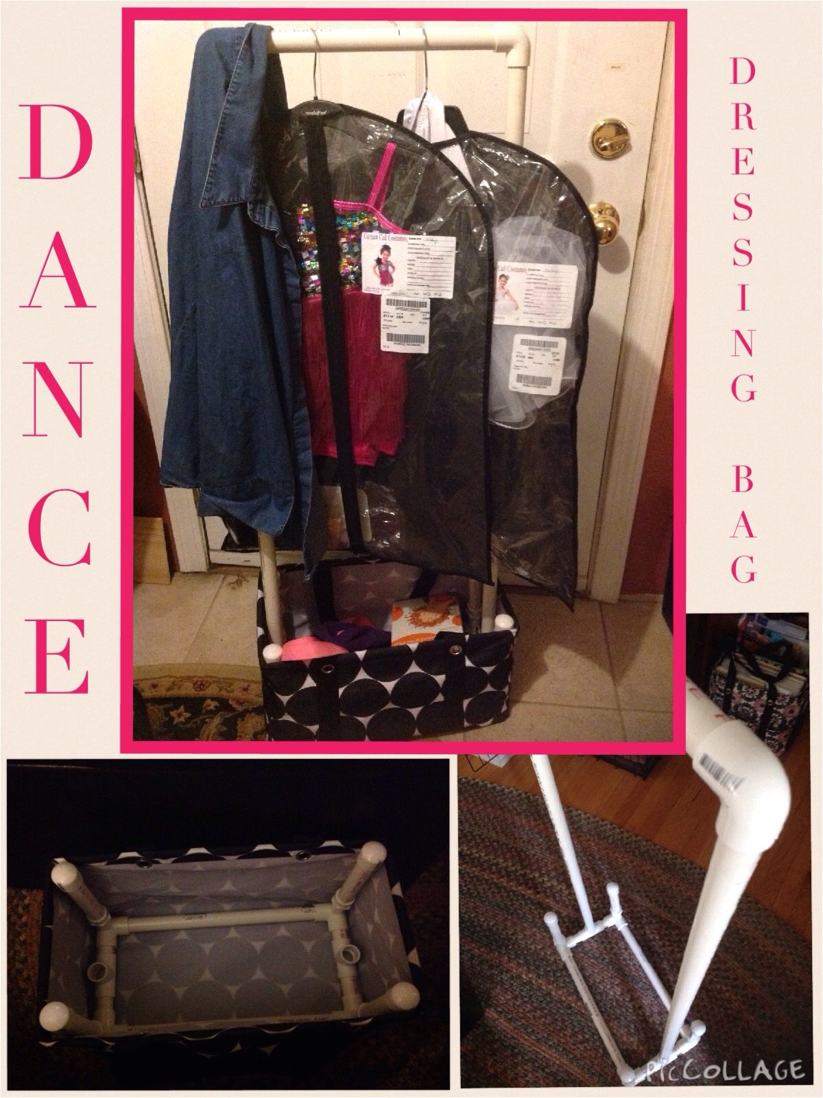 dressing bag station for any dance recital or competition about 30 in pvc piping and a 31 bag easy lightweight and transportable