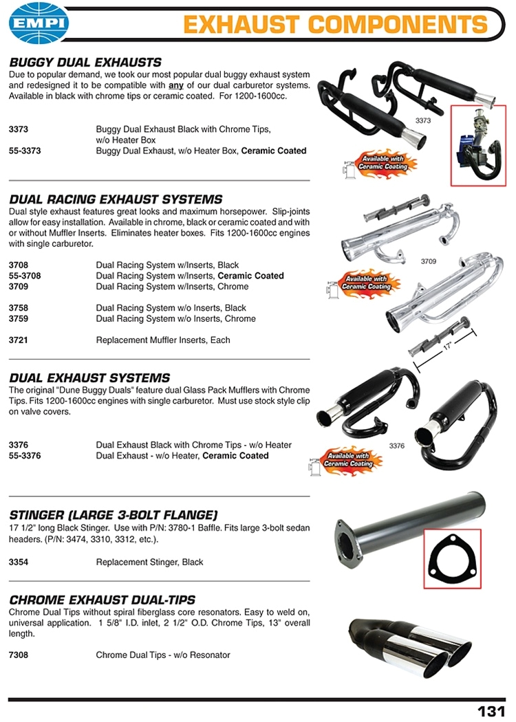 dune buggy dual exhaust headers and glass pack mufflers with chrome tips ceramic coated and