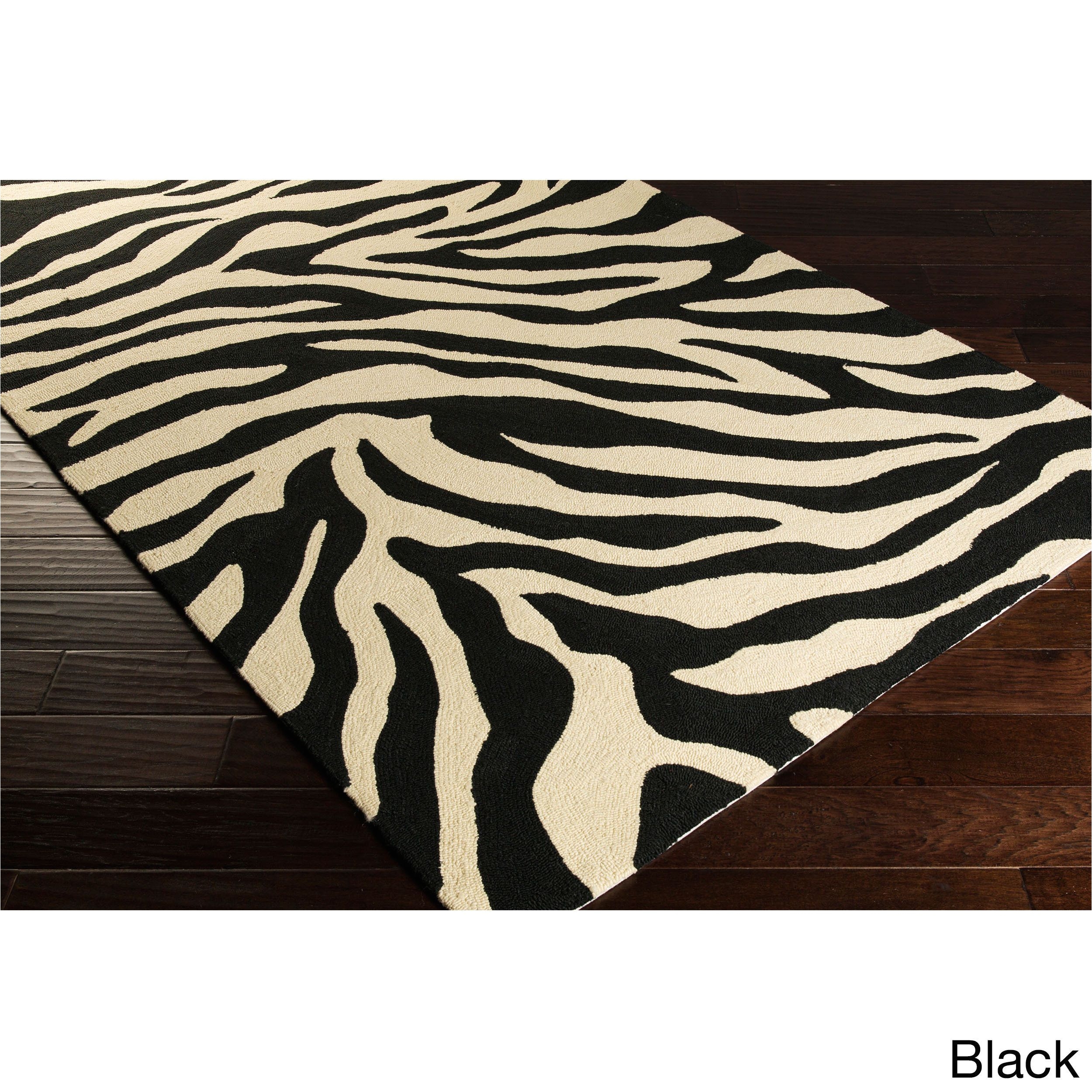 Real Zebra Rug Hand Hooked Adele Zebra Indoor Outdoor Polypropylene Rug 2 6 X 8