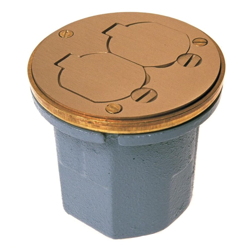 raco round cast iron floor box for concrete tile or wood floors