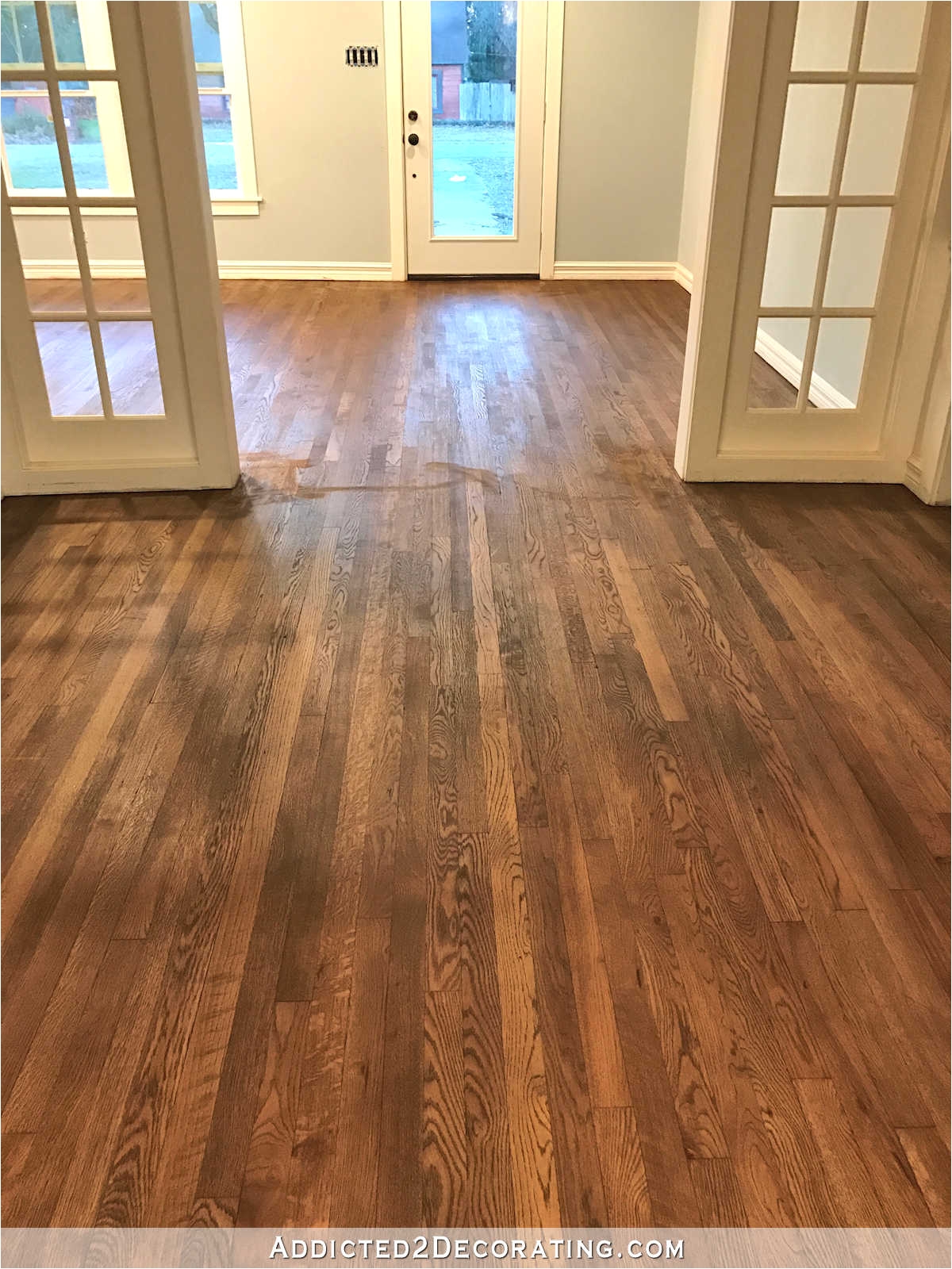 staining red oak hardwood floors 9 stain on entryway and music room floors