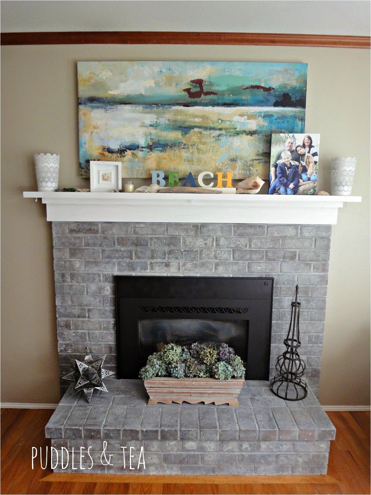 Refurbished Brick Fireplaces Puddles Tea White Wash Brick Fireplace Makeover Beach Cottage