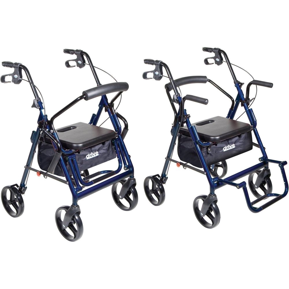 2 in 1 transport wheelchair walker rollator disabled chair 13 5 seat 300 lbs 2in1