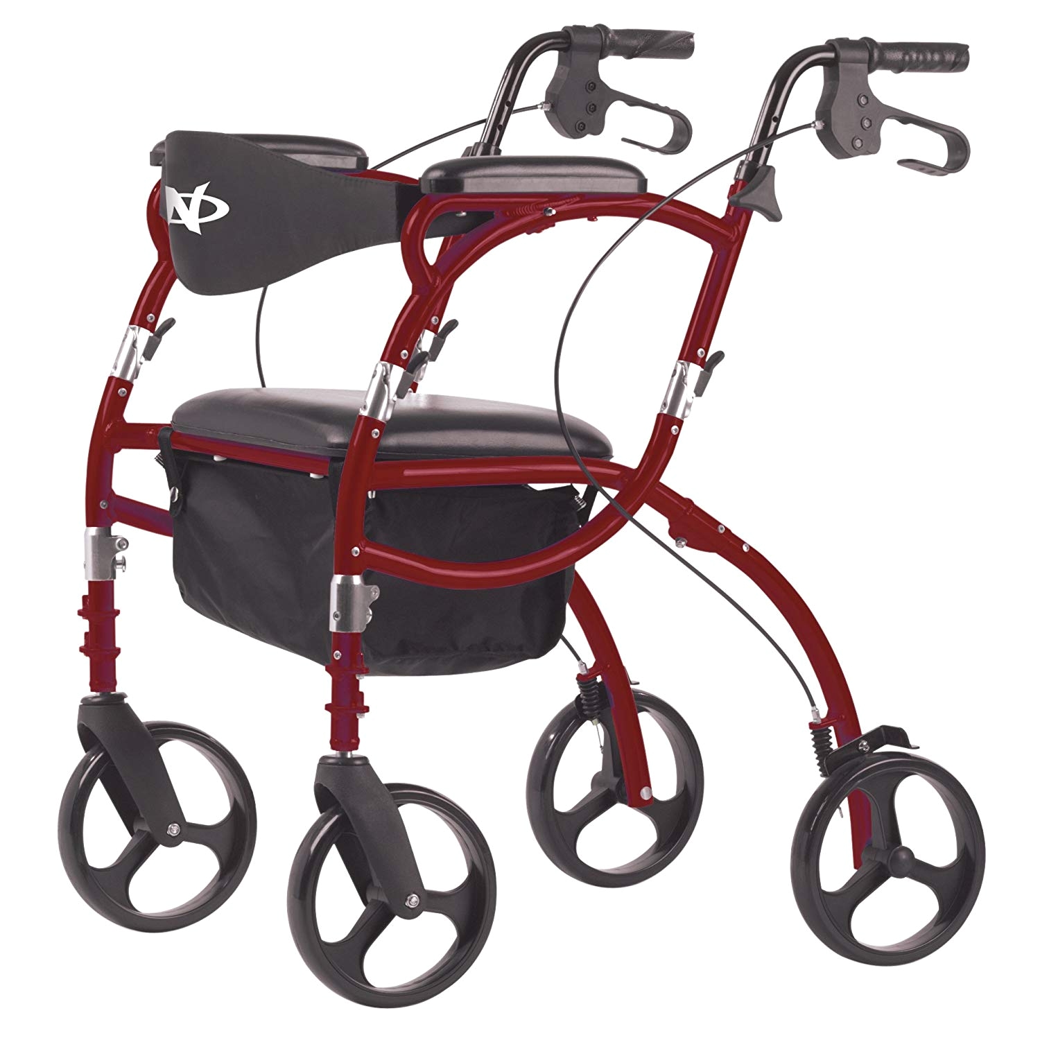 amazon com hugo navigator combo rollator walker transport wheelchair red health personal care