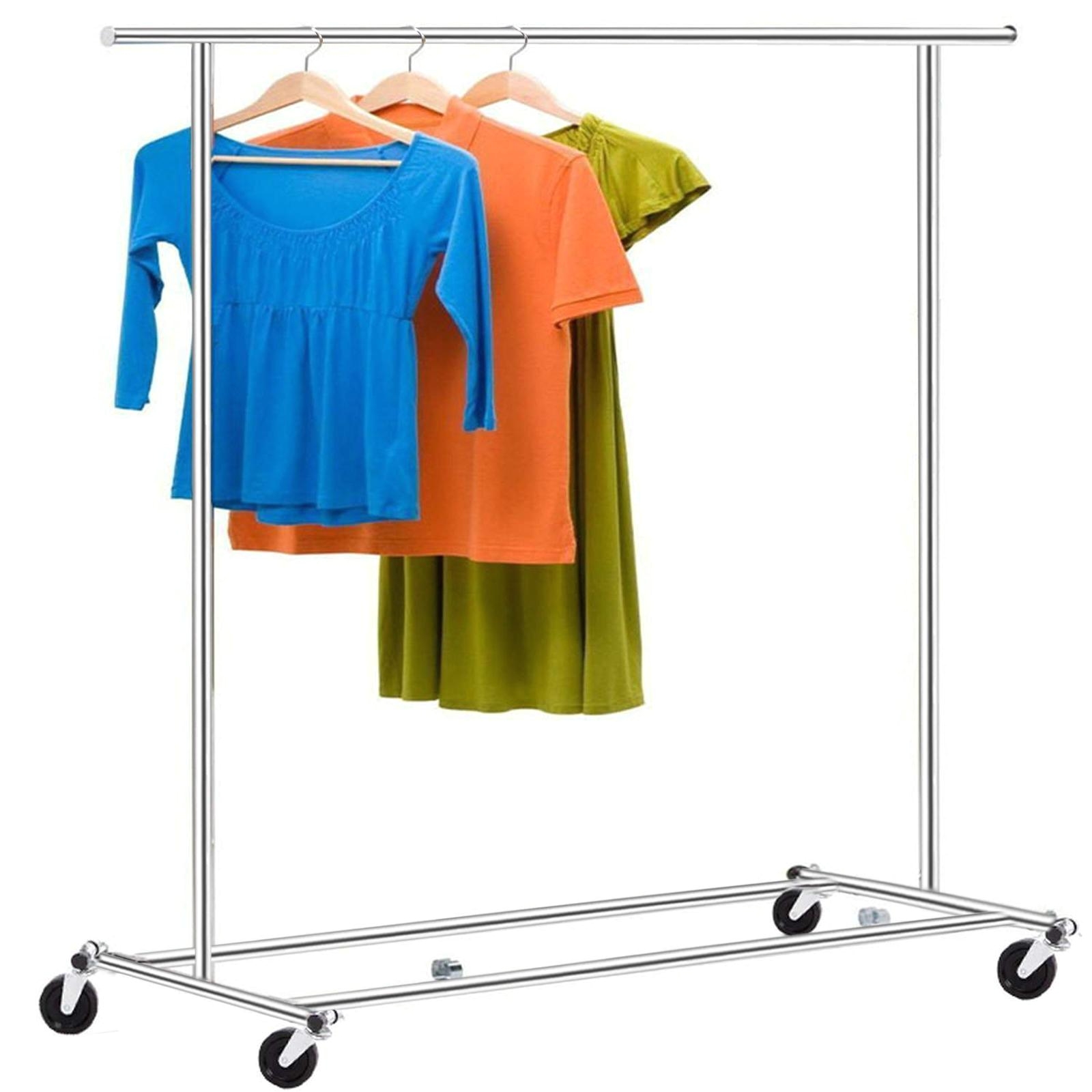 kimimart clothes stand rolling shelf rack heavy duty stainless steel metal portable commercial garment hanging racks walmart com