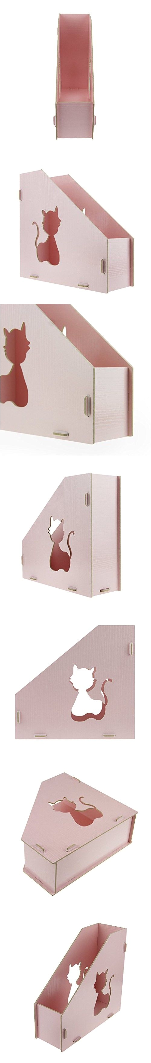 clobeau diy wooden hollow cats creative desktop file storage box document books magazine holder sorter office
