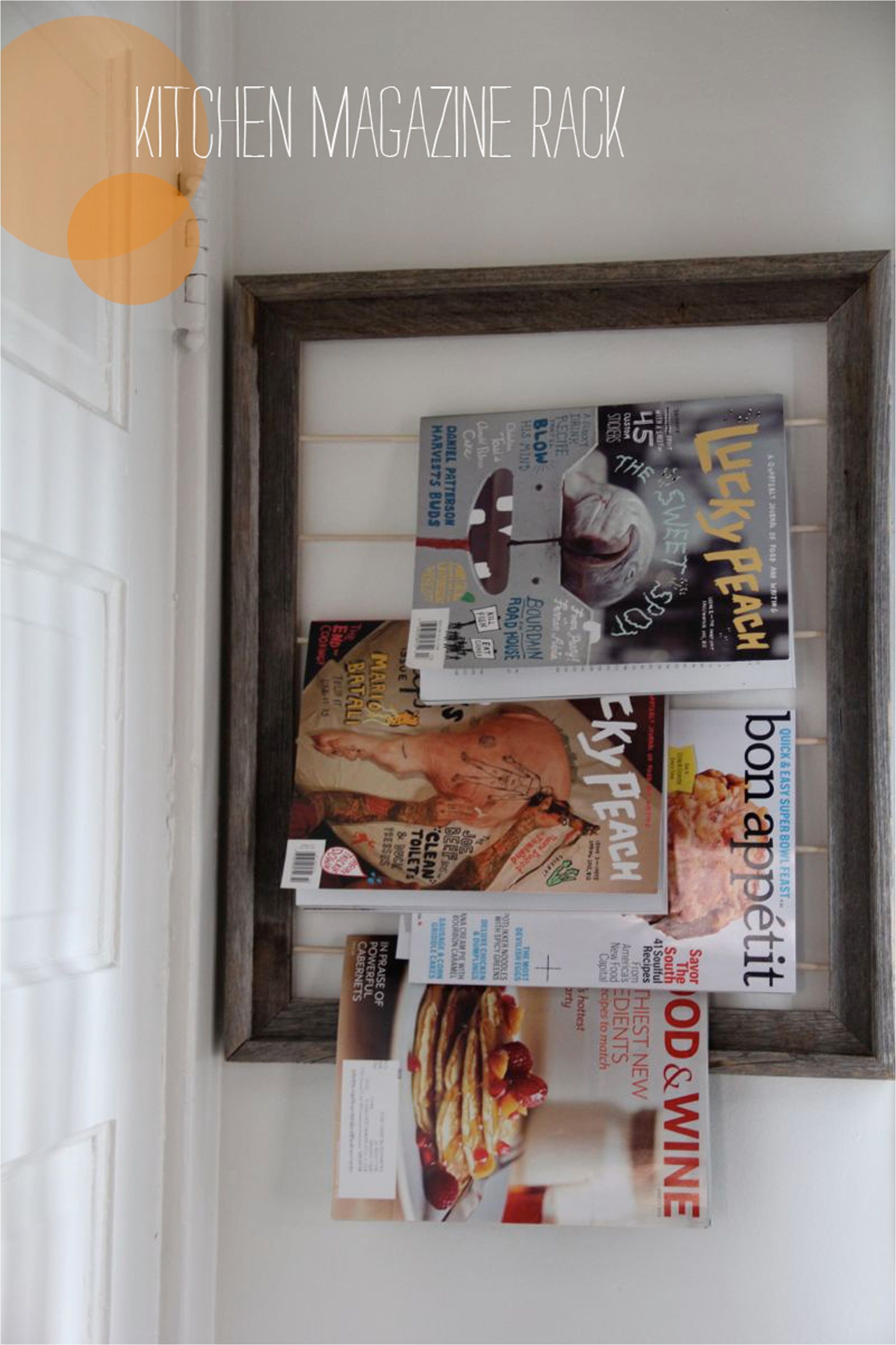 kitchen frame magazine holder jpg
