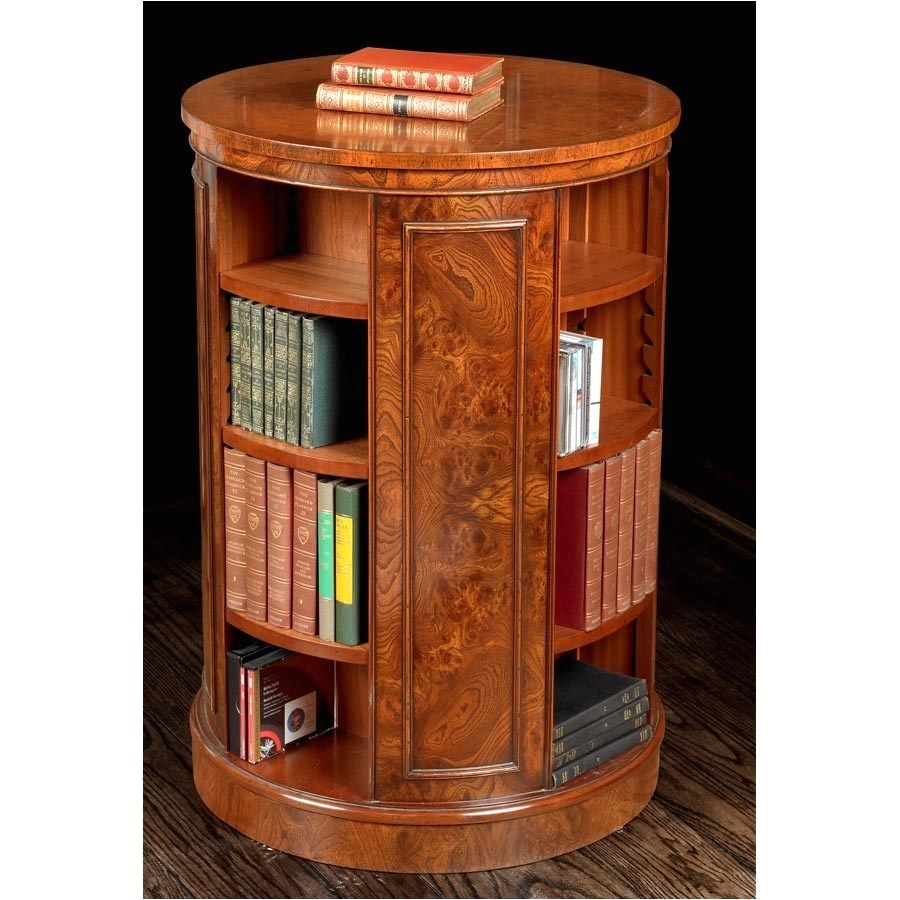 tall revolving elm round bookcase