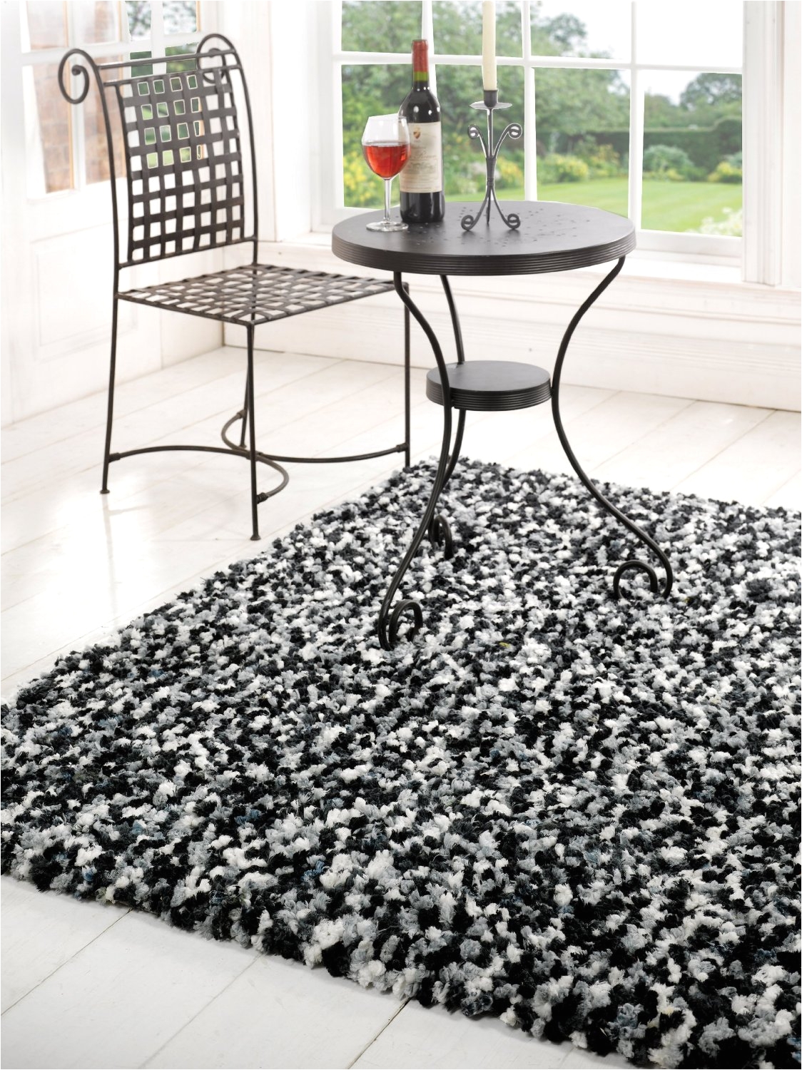 shag black and white modern rug