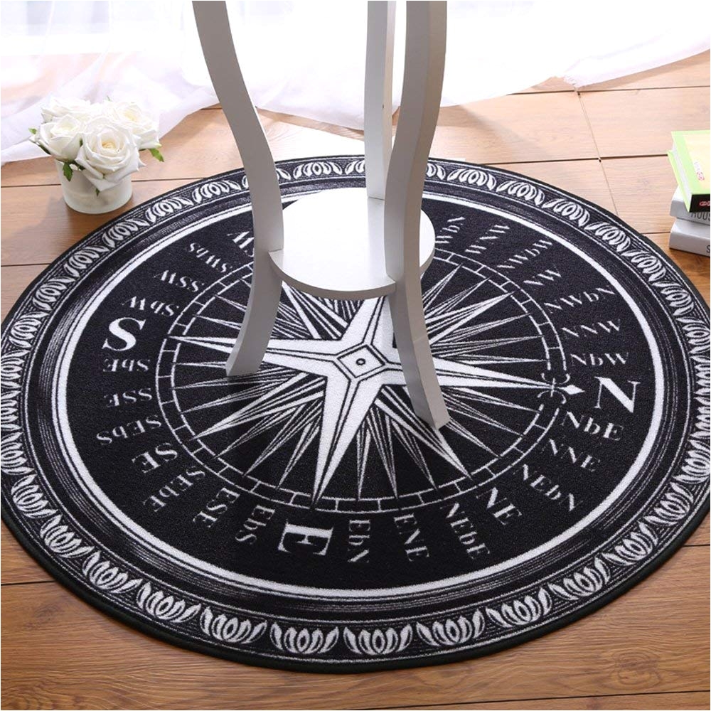 amazon com wolala home trade modern simple round rug black and white compass pattern round area rugs thin 3 3x3 3 kitchen dining