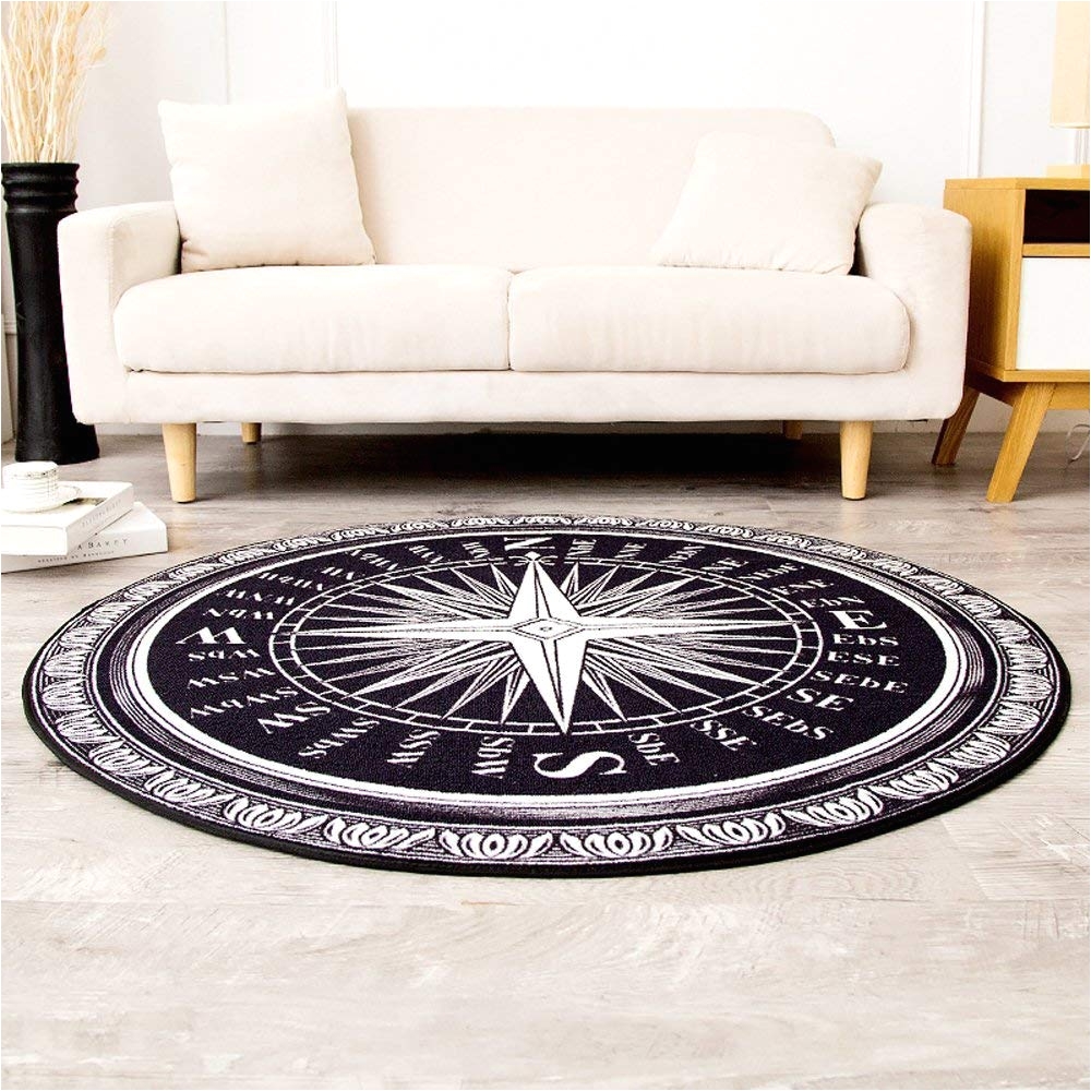 amazon com wolala home trade modern simple round rug black and white compass pattern round area rugs thin 3 3x3 3 kitchen dining