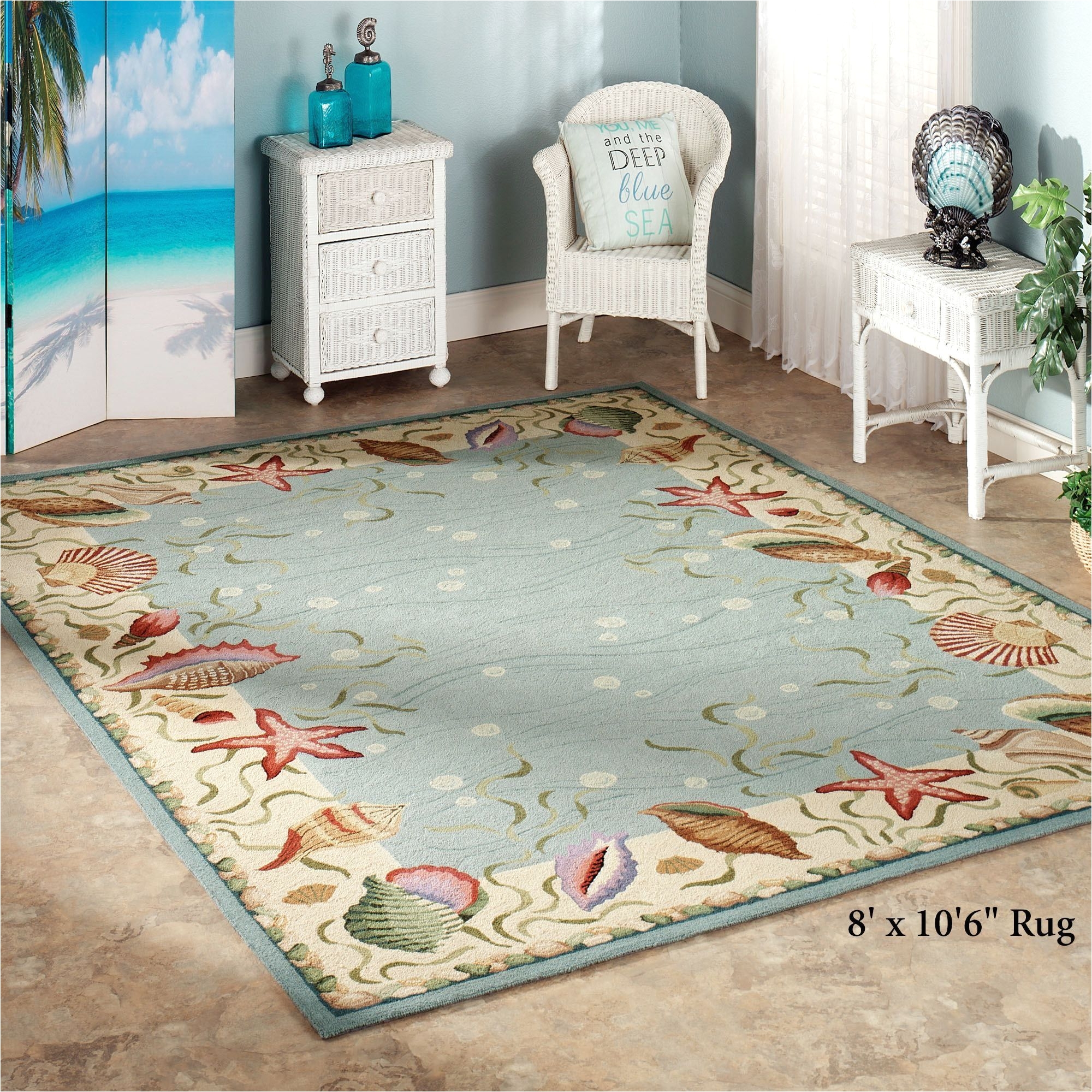 ocean surprise coastal seashell area rugs