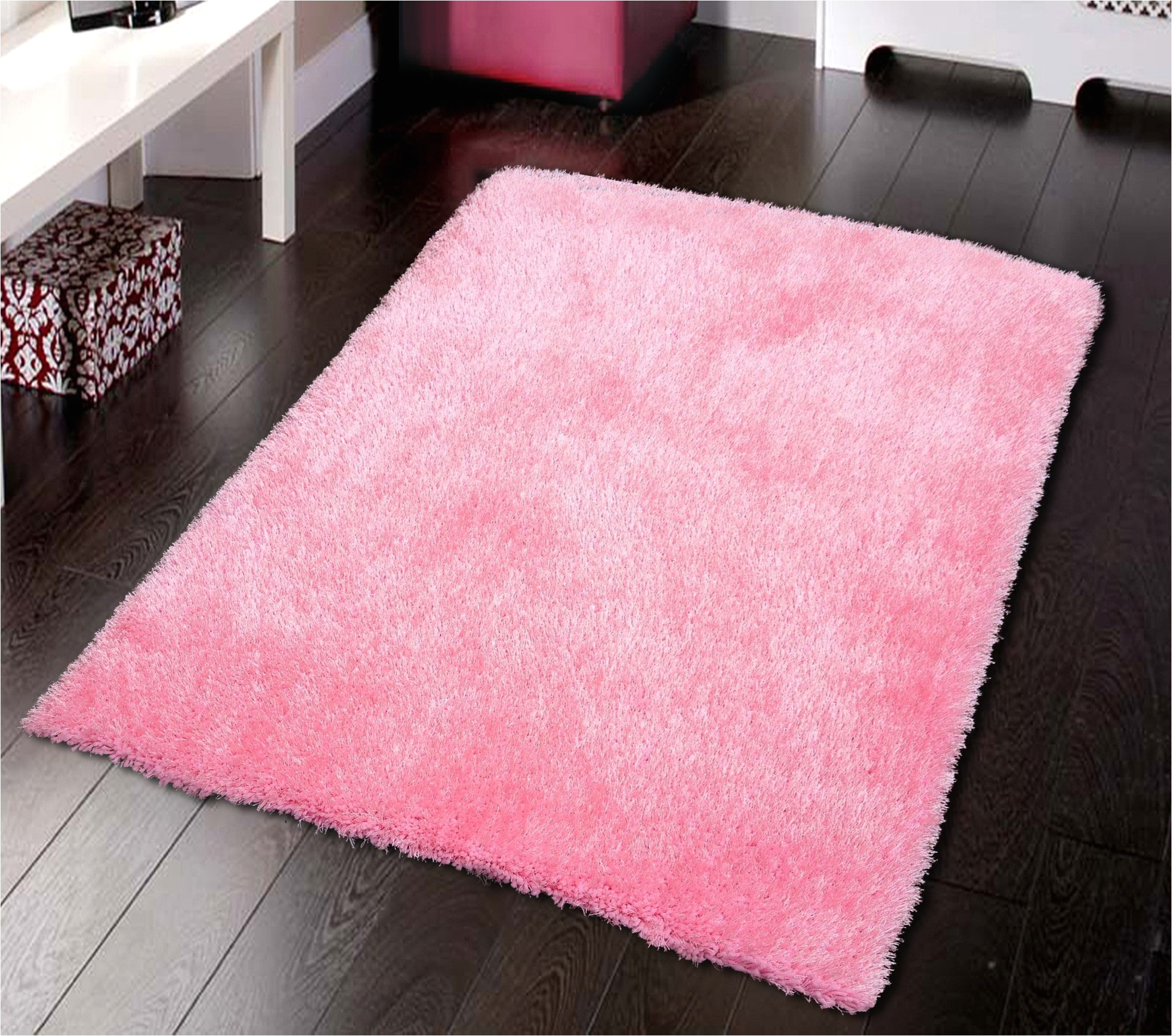 solid pink shag rug