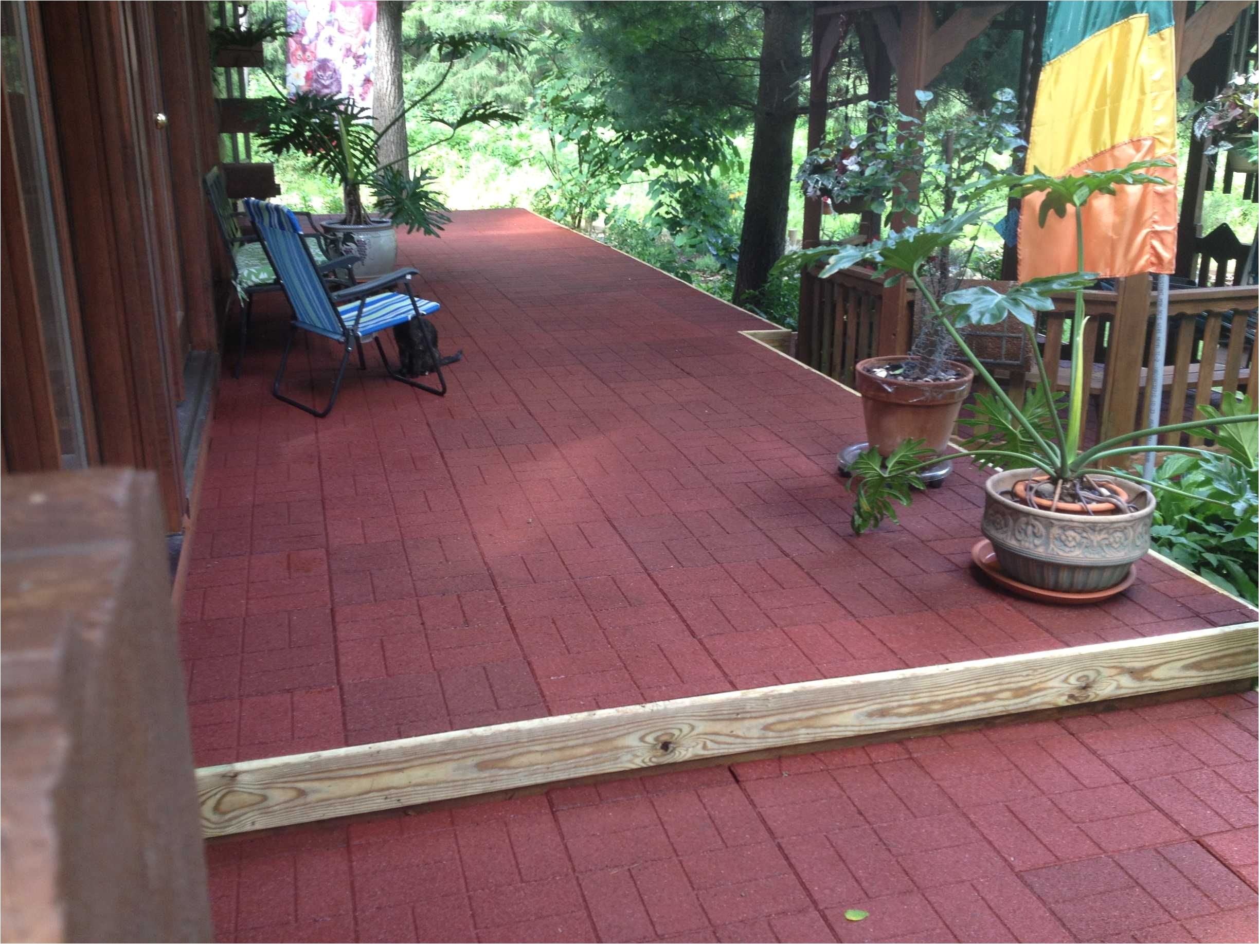 transform your backyard living space with 100 recycled rubber flooring tiles from mulchone