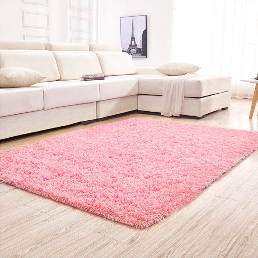 gwl soft shaggy area rugs for girls bedroom kids room children rugs non slip carpets baby nursery decor home decor rug 4 feet x 5 3 feet pink home