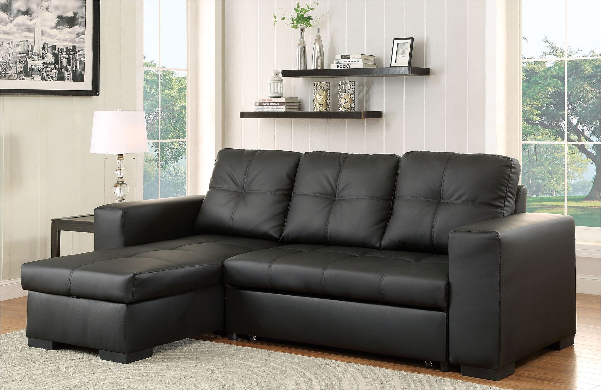 denton black sectional sofa cm6149bk ltr