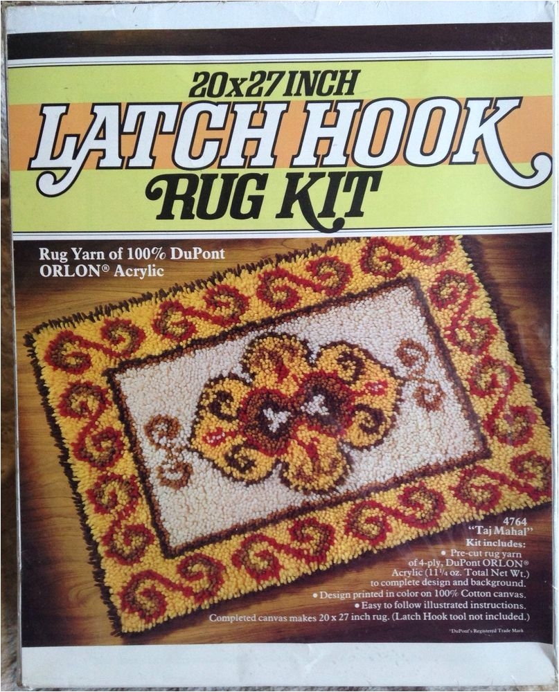 new sealed rare vintage 1970s latch hook rug kit 20 x27 taj mahal