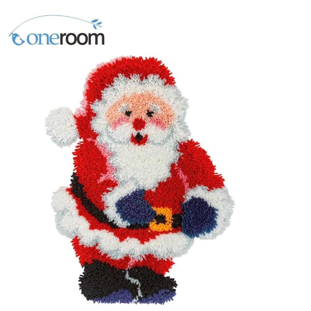 oneroom zd578 santa claus hook rug kit diy unfinished crocheting yarn mat latch hook rug kit