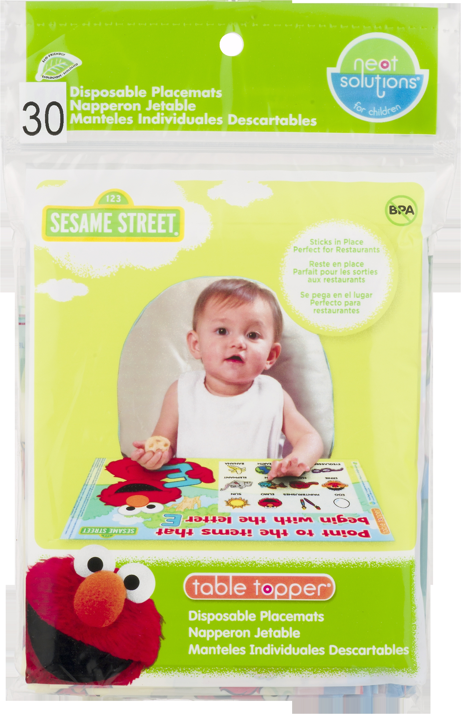 neat solutions sesame street table topper disposable stick on placemats 30 count walmart com