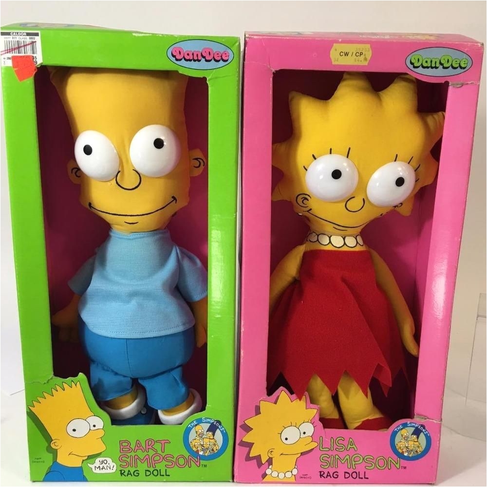 bart lisa simpson vtg rag doll lot 2 dan dee 1990 15 never removed from box simpsons