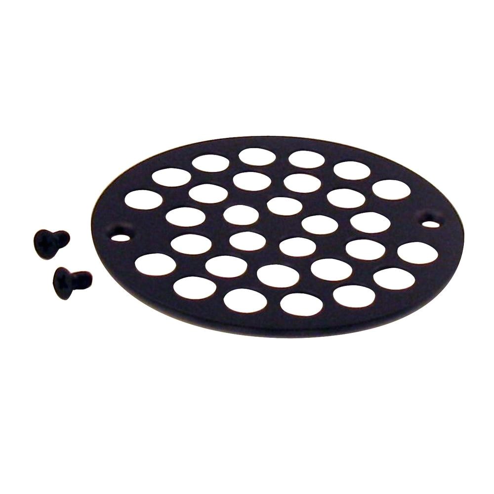 brass shower strainer grid with screws in oil rubbed bronze