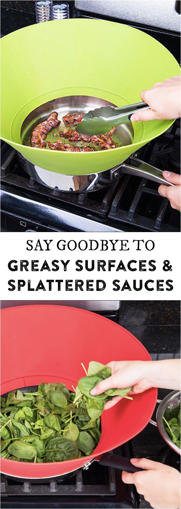 keep fry spatter from spraying your stove walls and clothing with this silicone