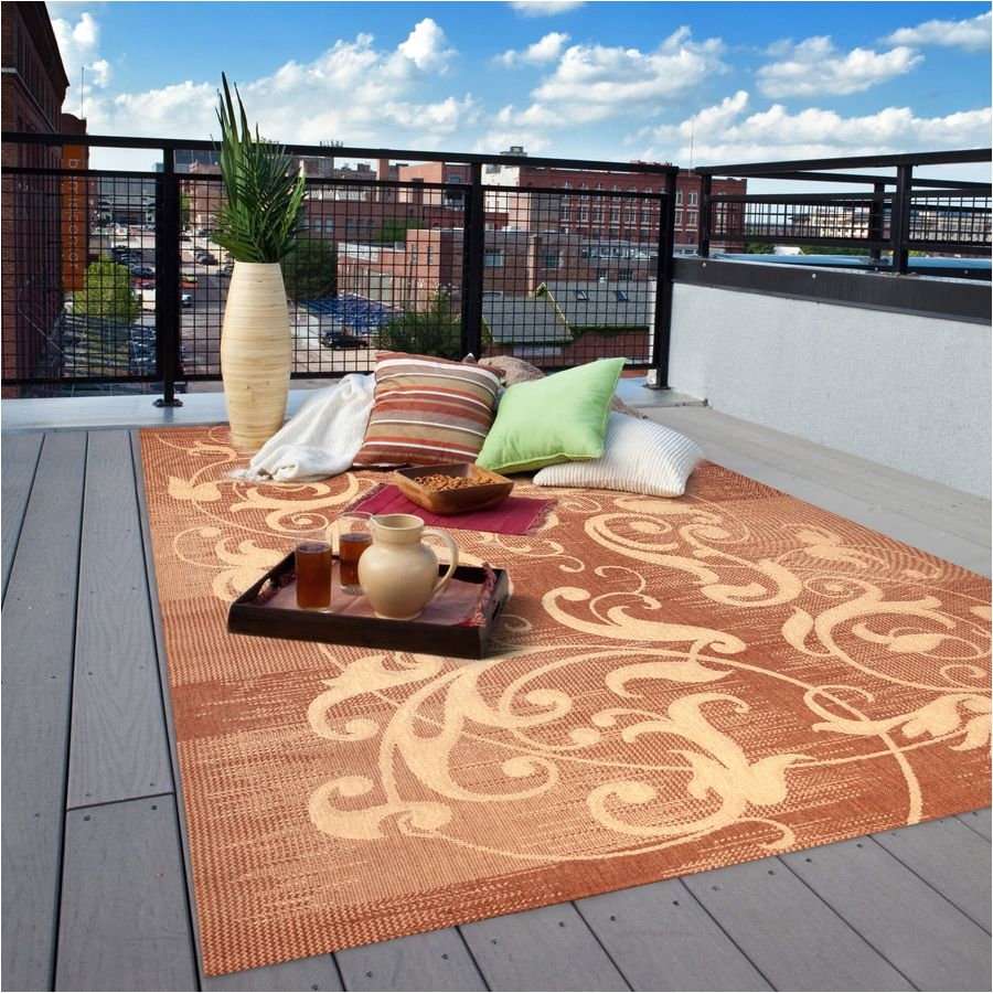 shop kannapolis terracotta and sand rectangular indoor outdoor machine made area rug common