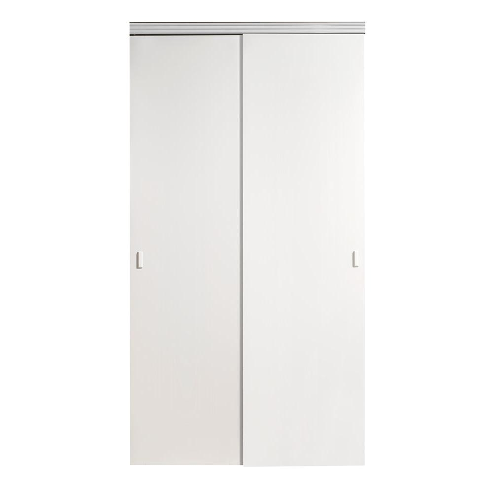 smooth flush solid core primed mdf interior closet sliding door with chrome trim