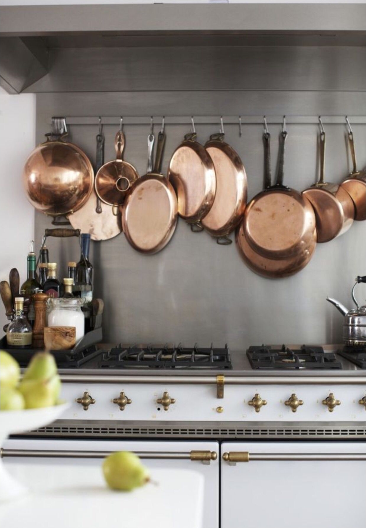 lacanche range at the cooks atelier hanging copper pots