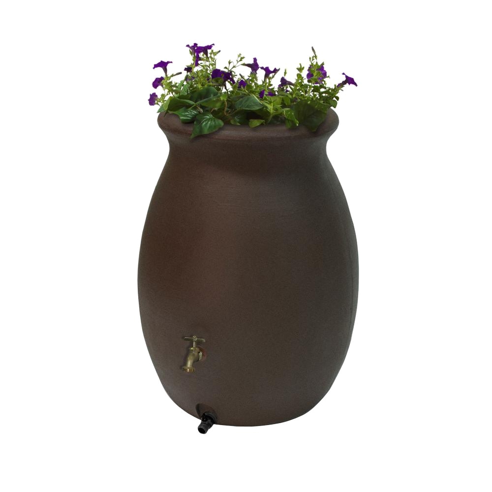 brownstone decorative rain barrel with planter