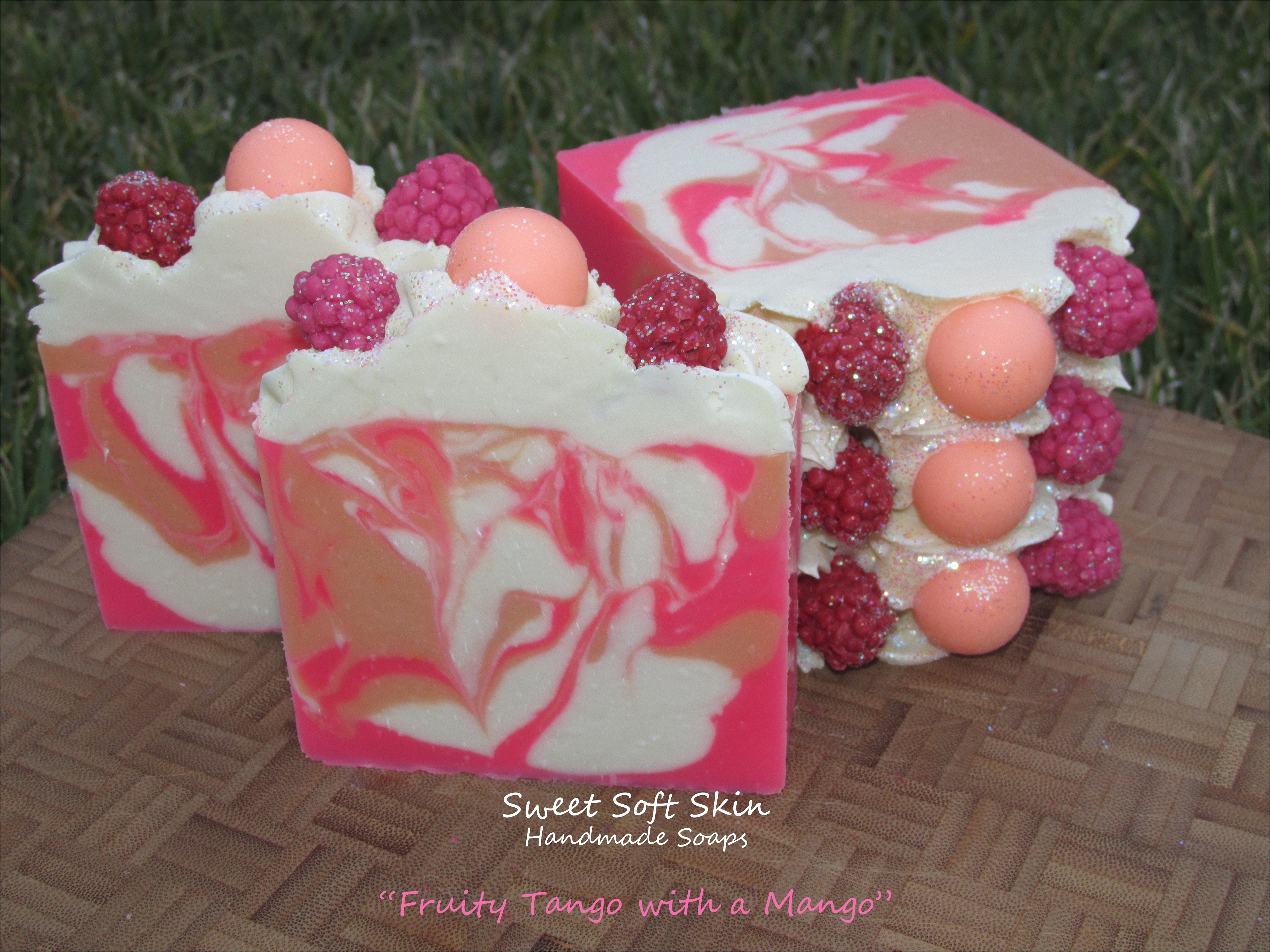 currently curing fruity tango with a mango soap peach raspberry and mango scented bars yum