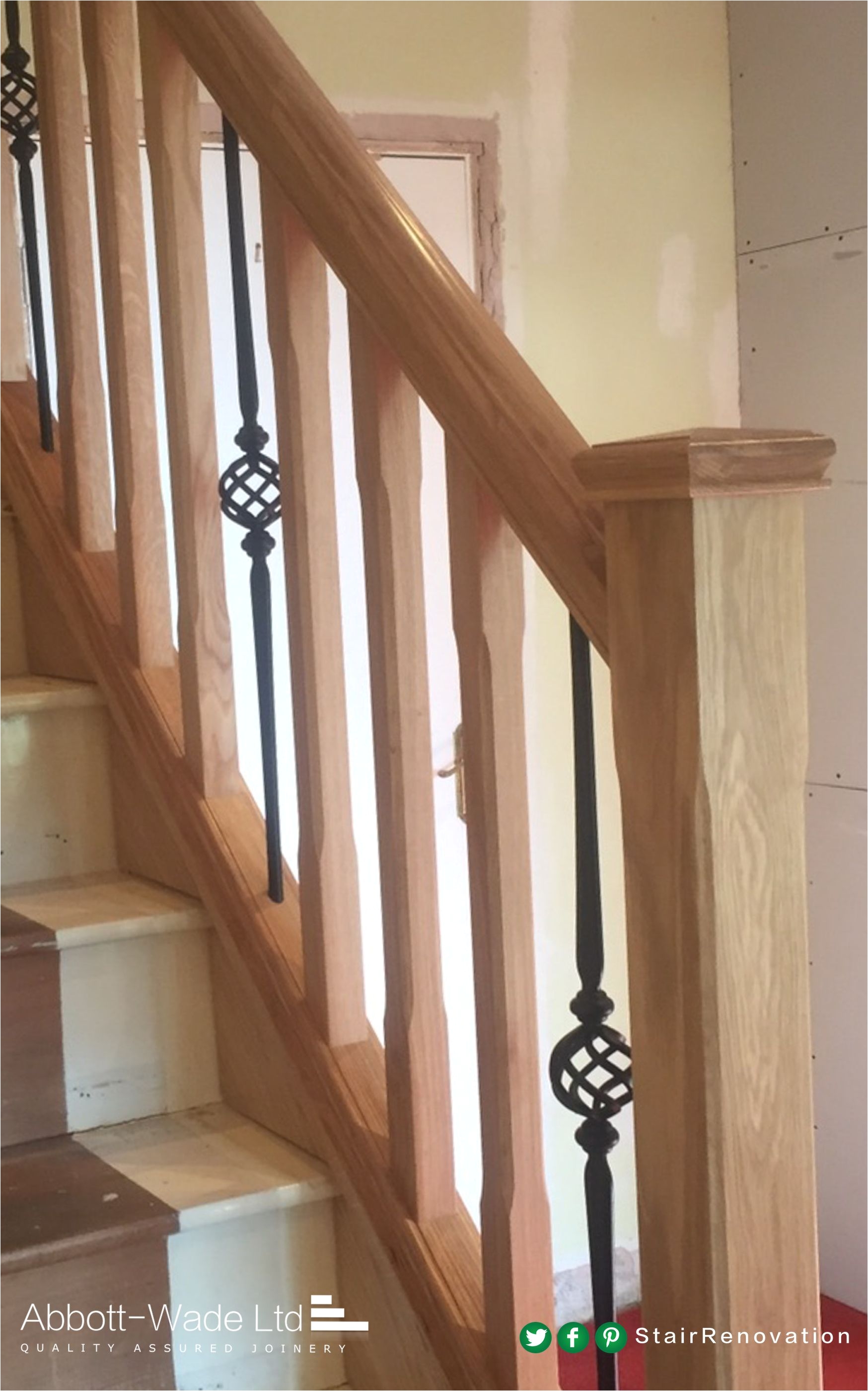 oak chamfered spindles with abbott wade s black basket spindle more