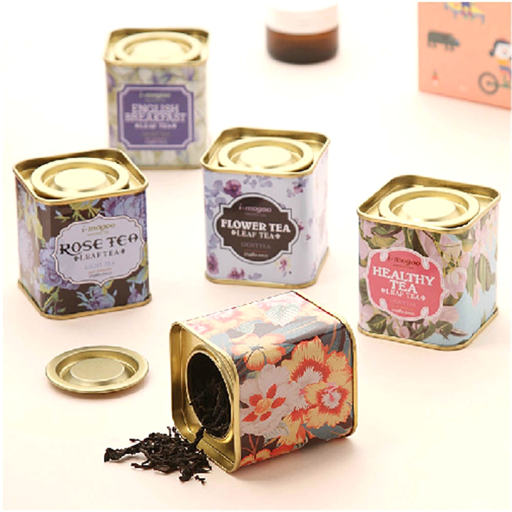 7pcs vintage beautiful colorful romance small floral pastoral iron storage tank box square sealed cans coffee tea tin container in storage boxes bins from