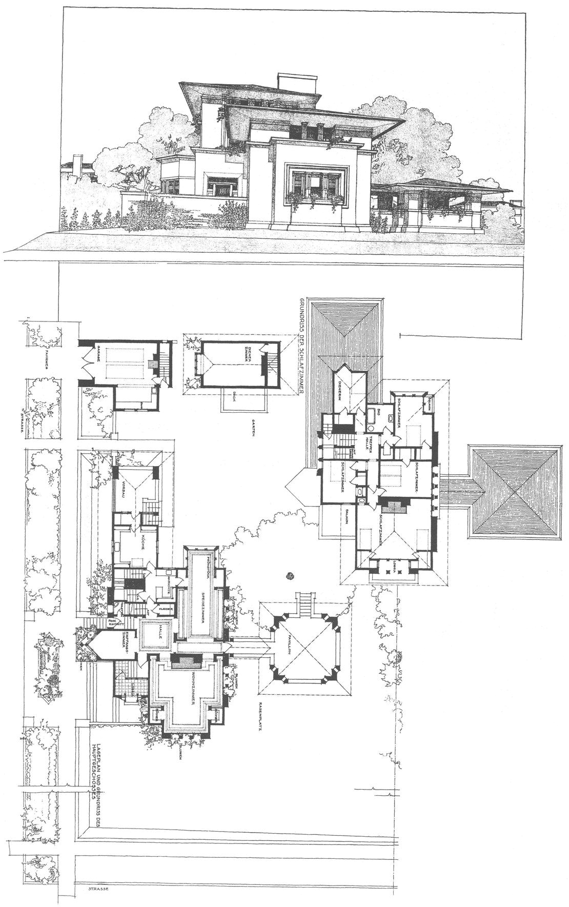 frank lloyd wright fricke house blueprint by blueprintplace on etsy
