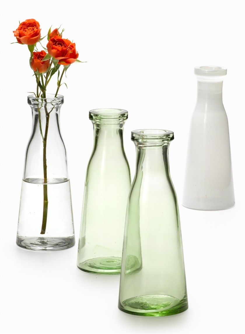 168 for 12 these thick glass bottle vases remind us of milk bottles they can hold a small bouquet or use them as a bud vase for a single flower stem