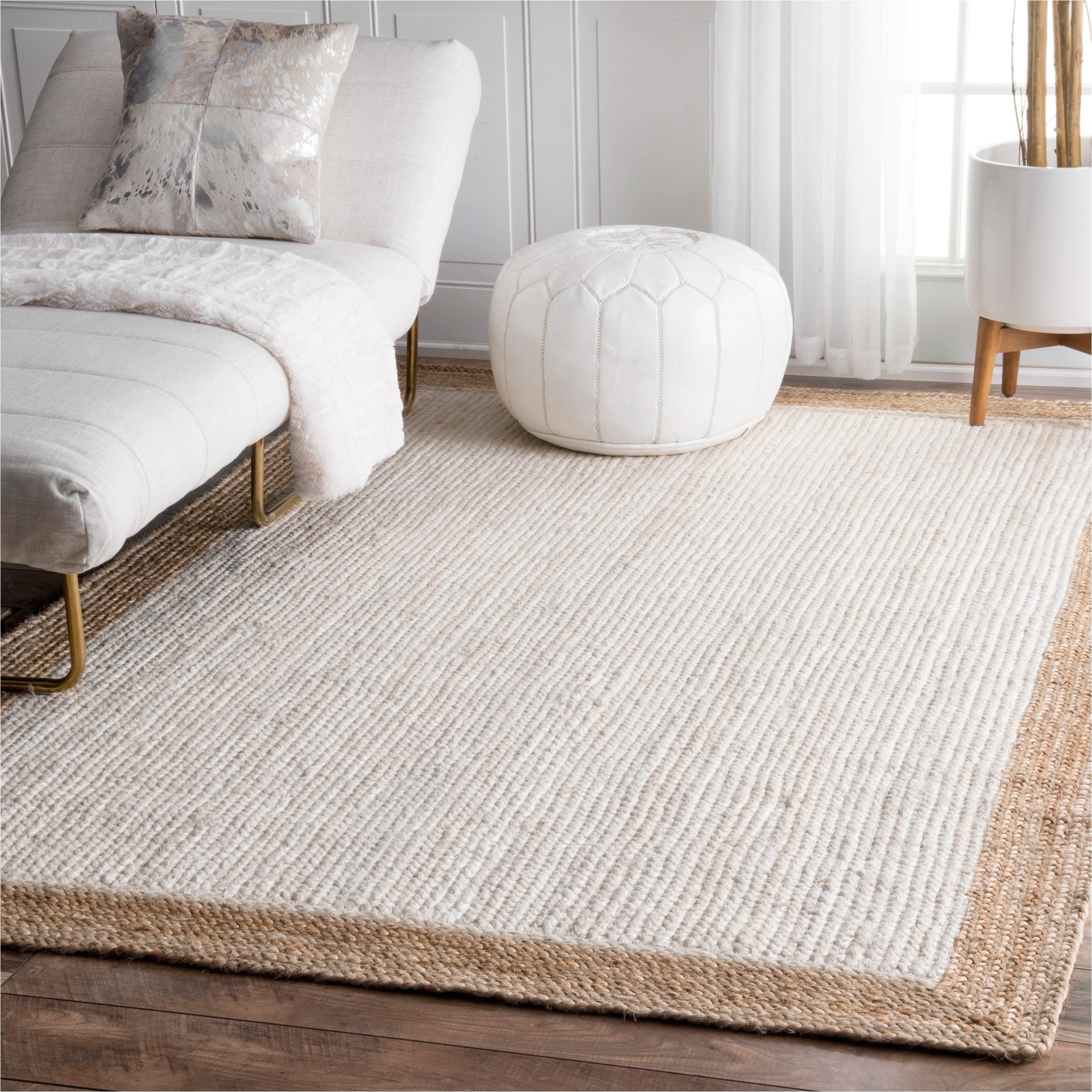 Soft Natural Fiber Rugs Nuloom Alexa Eco Natural Fiber Braided Reversible Border Jute White