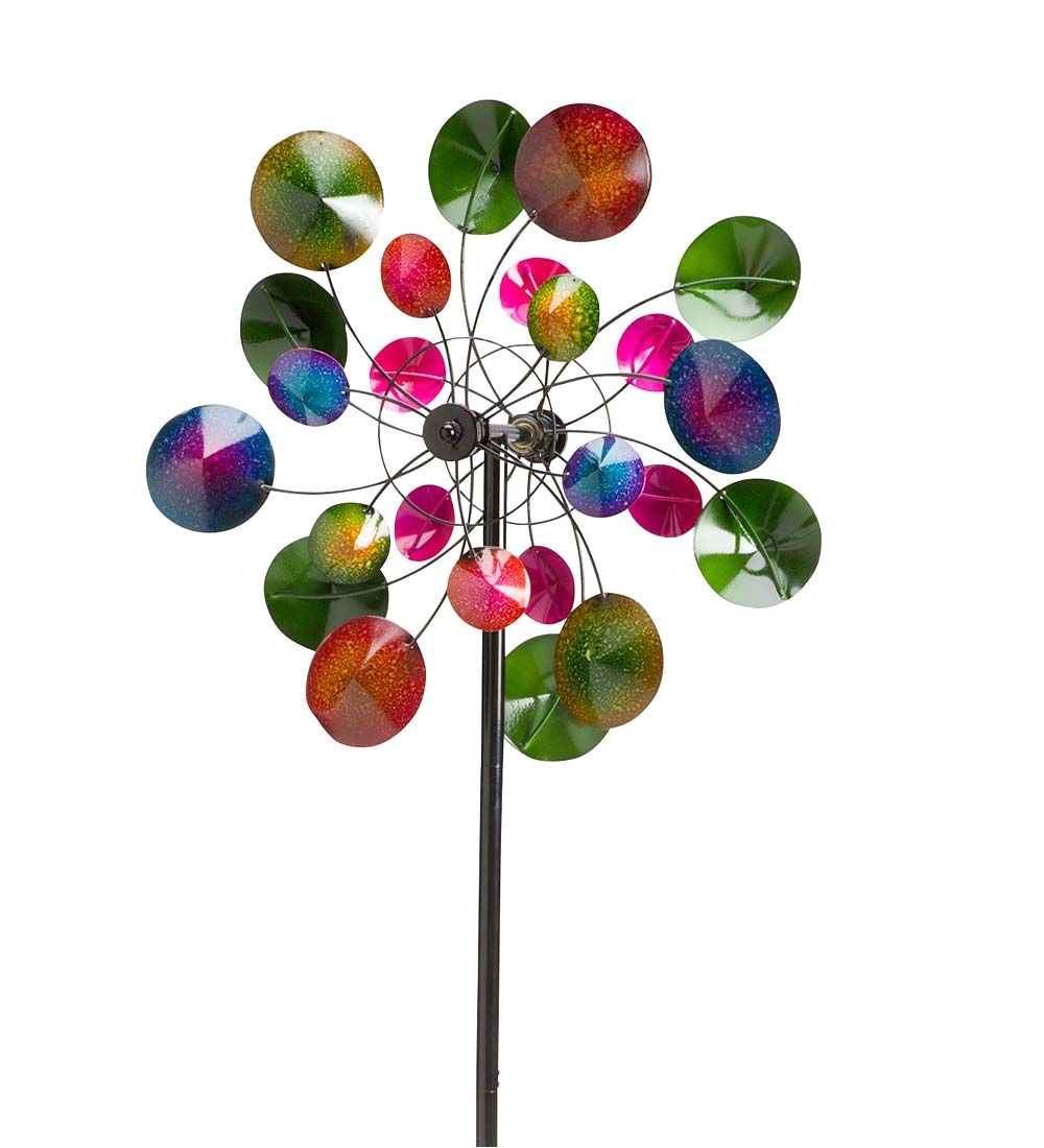 over 6 feet tall this wind spinner is inspired by a kaleidoscope