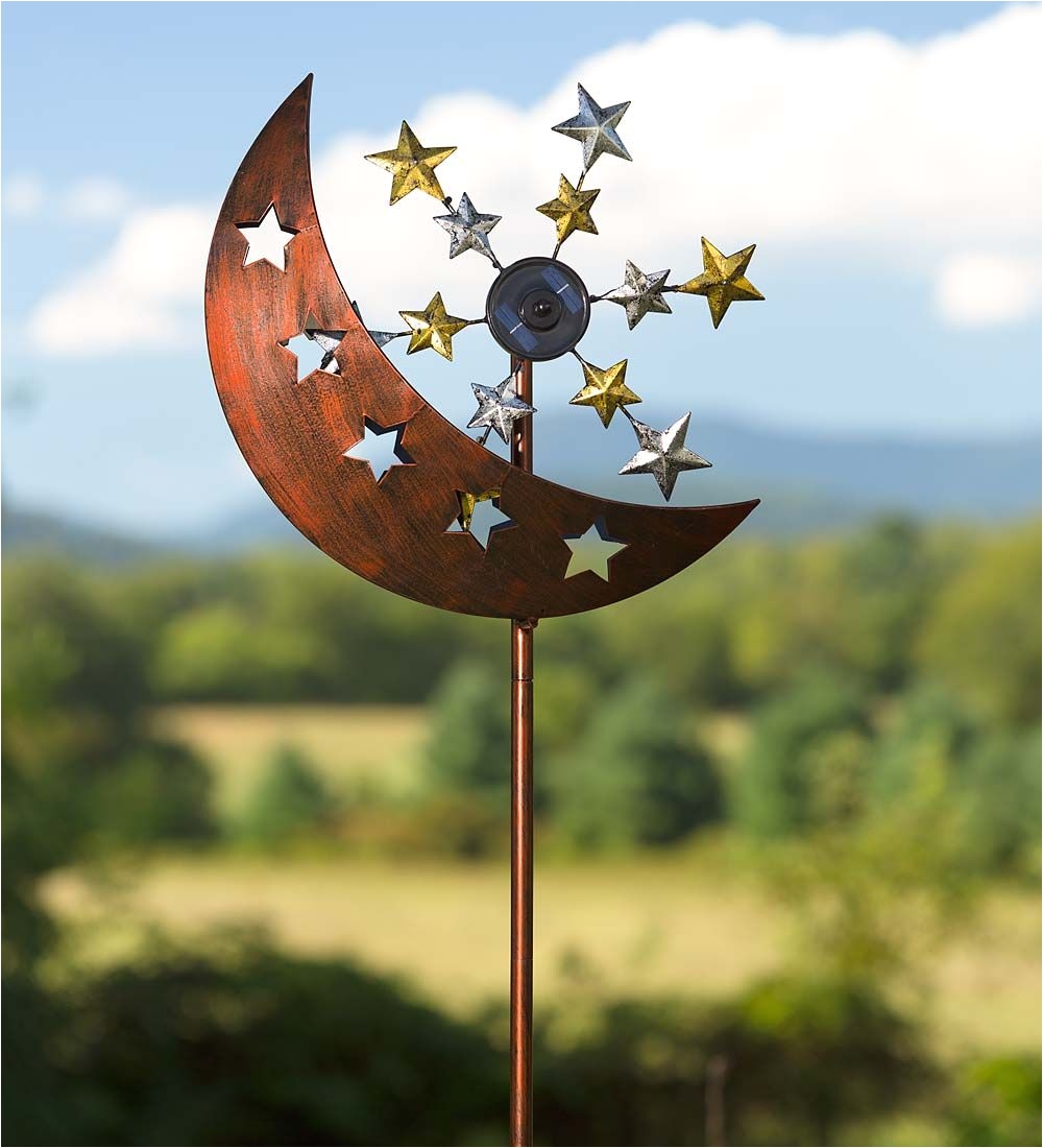solar moon and stars wind spinner decorative garden accents