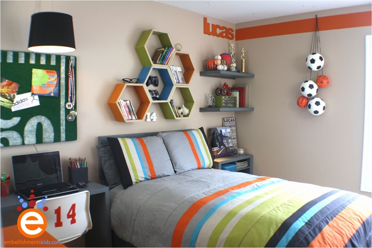funky teen bedrooms 13 grey gray orange green sports football themed teenage boys room