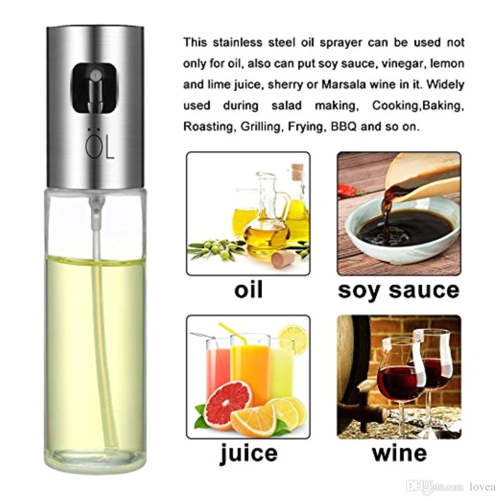 glass olive oil spray bottle stainless steel sprayer pump vinegar dispenser oil spraying pot bbq tool kitchen accessories oil sprayer spray bottle spice