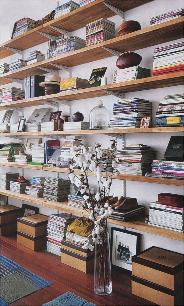 hardware store brackets and an ikea countertop sawed into shelves and an affordable solution to my upcoming bookcase problem