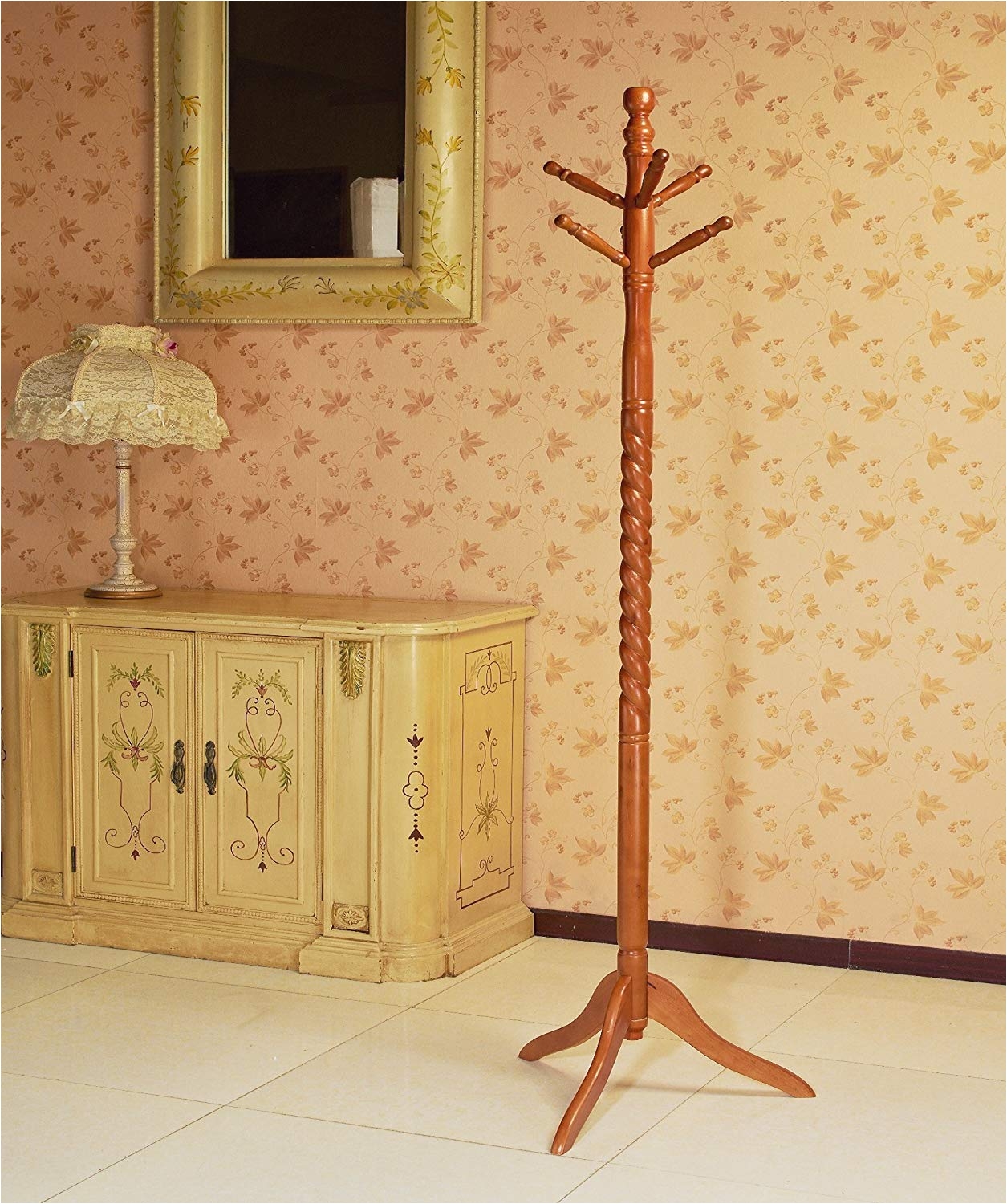 amazon com frenchi furniture wood coat hat rack stand in oak finish kitchen dining