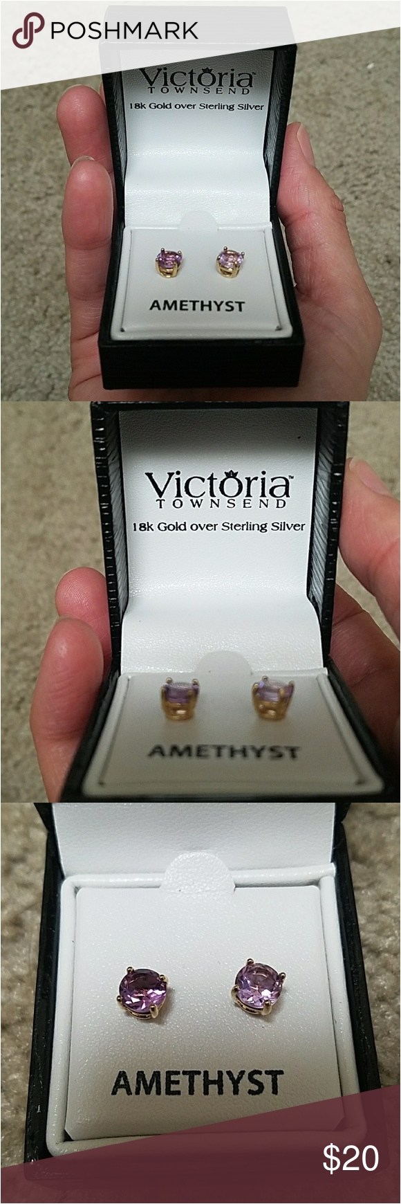 18k gold over sterling silver amethyst earrings