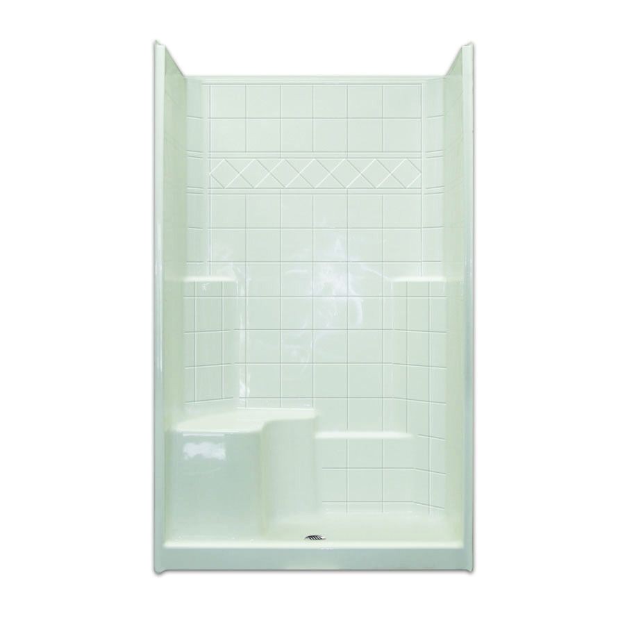 laurel mountain benton low threshold barrier free white acrylic wall and floor 3 piece alcove shower kit common 36 i