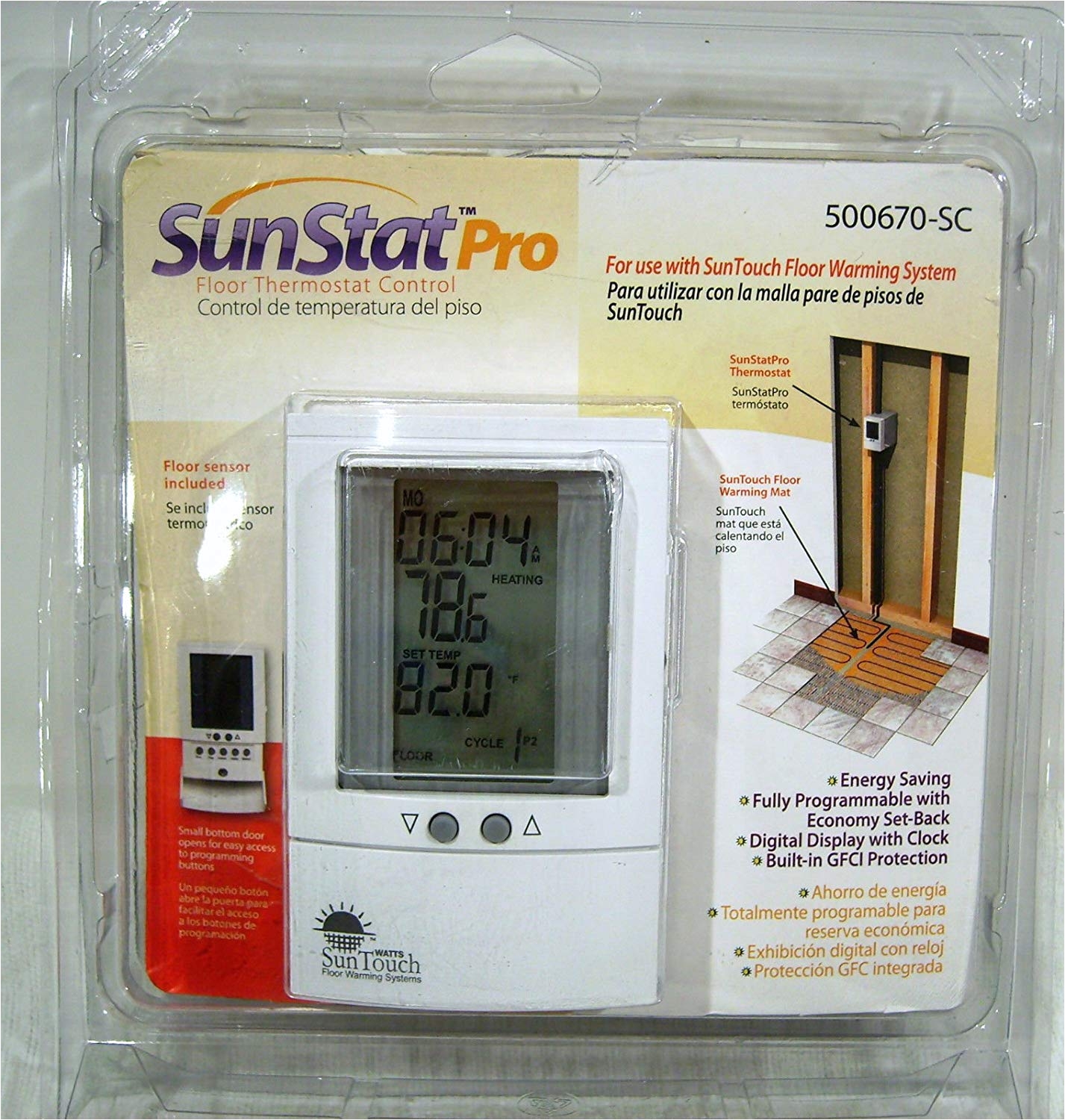 suntouch sunstat pro original programmable floor heating thermostat 120 240 dual voltage gfci programmable household thermostats amazon com