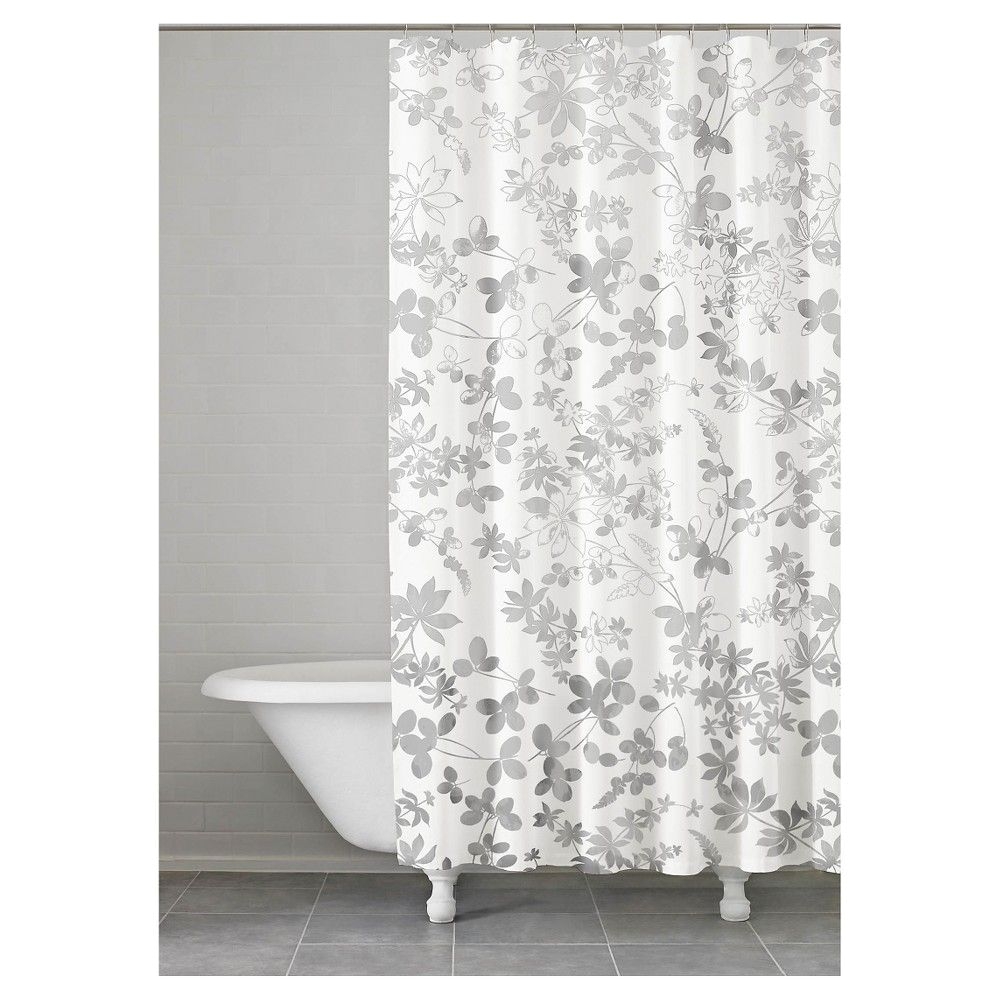 floral ombre shower curtain grey 74 x74 kassatex