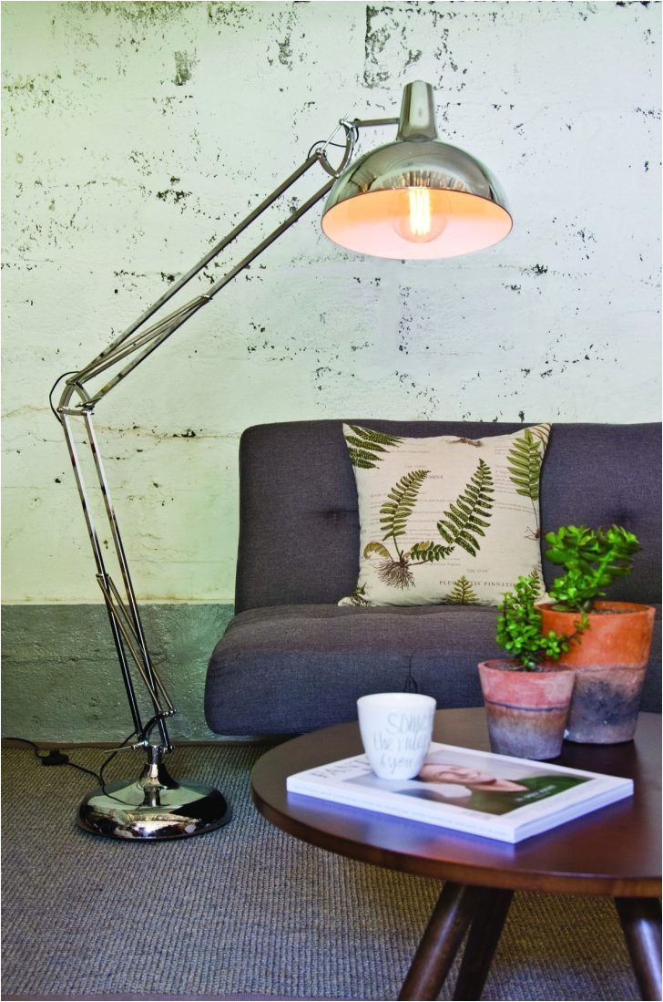 this tall design of floor standing anglepoise lamp with chrome finish can bring vintage and industrial style to any room interior