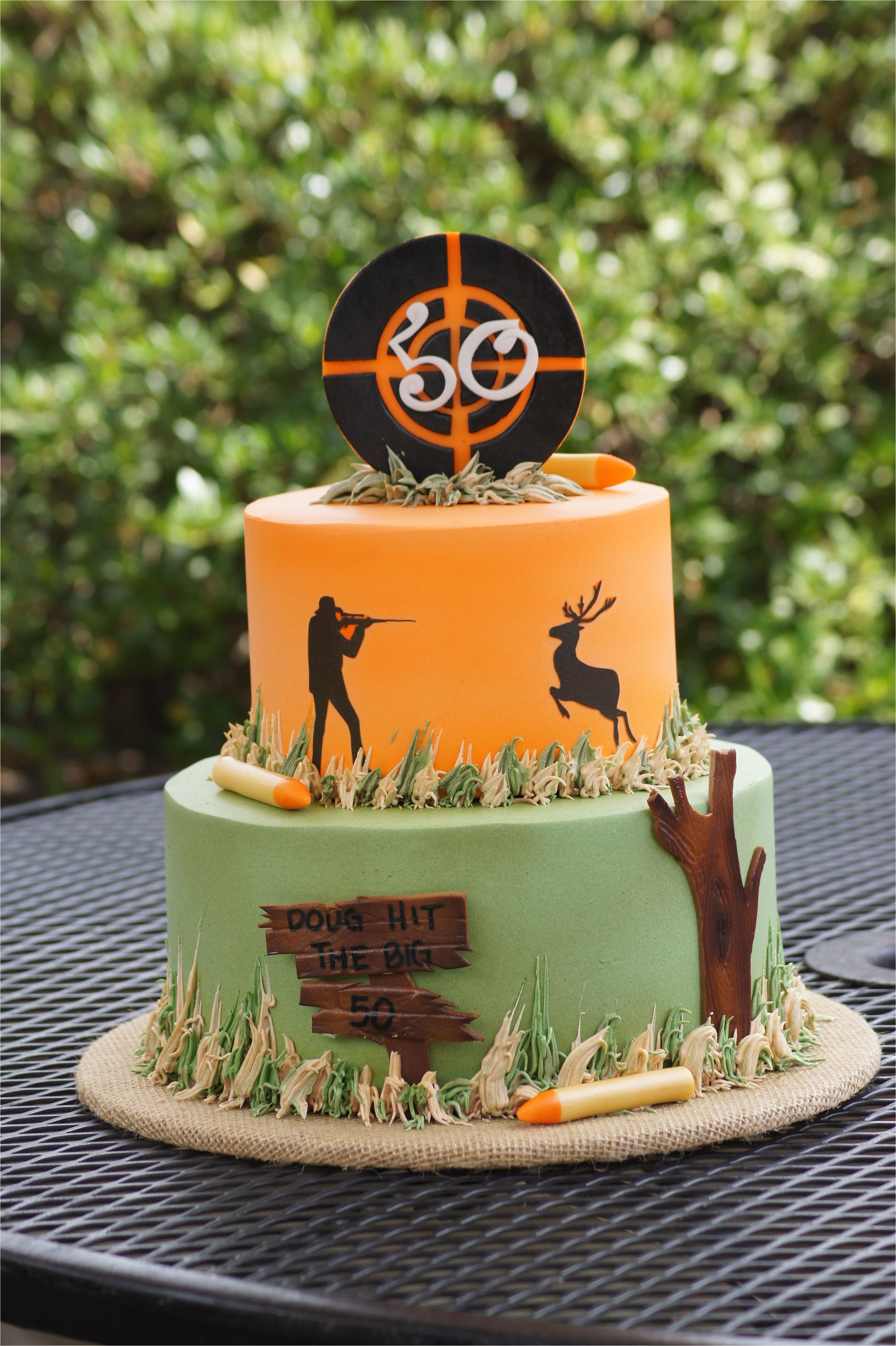 tiered hunting themed birthday cake
